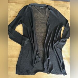 Eileen Fischer sheer Italian linen blend black cardigan duster